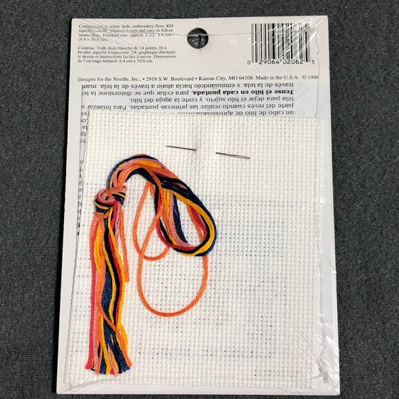 On the Job Learn to Cross Stitch Kit #2062 Let's Do Lunch! Cat/Fish 2.5" x 4.25" - Picture 2 of 3